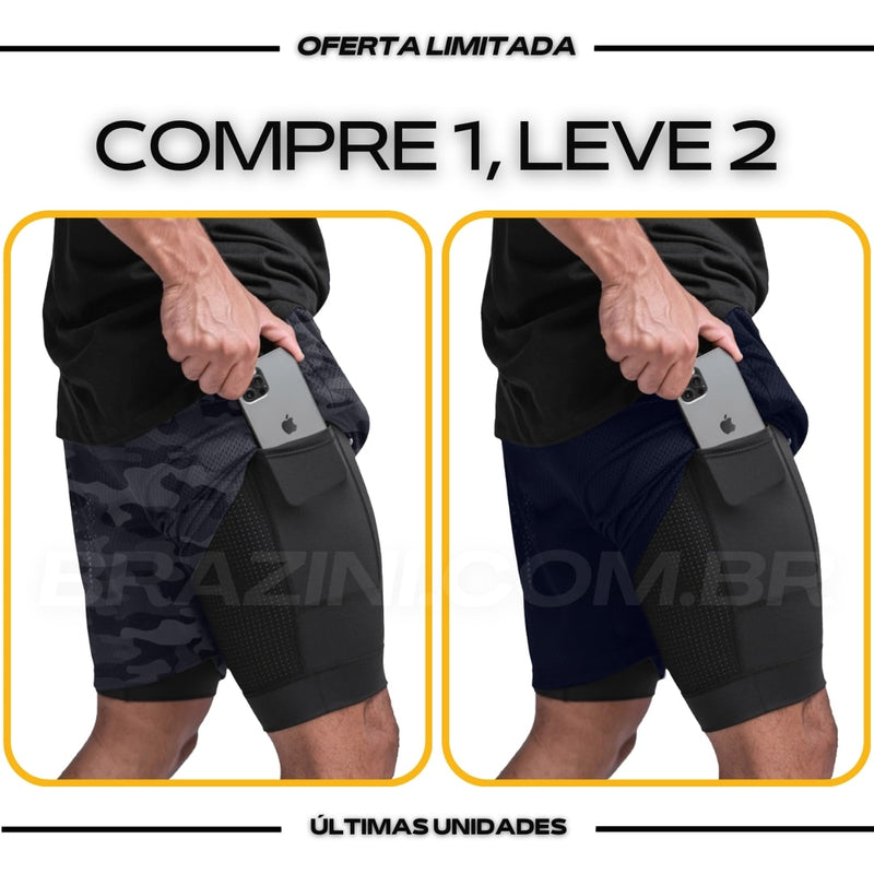 Shorts Dry-Fit™ de Compressão - COMPRE 1 LEVE 2