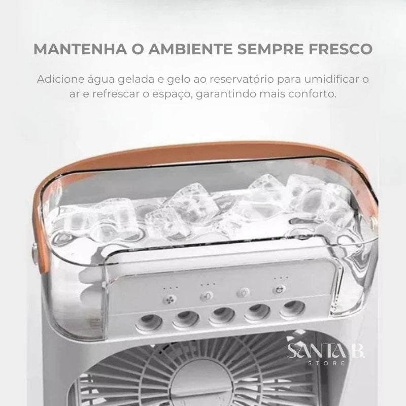 Mini Ar Condicionado Ventilador Portátil 4 em 1 com Umidificador e Aromaterapia