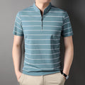 Camisa Masculina Polo Listrada Com Ziper