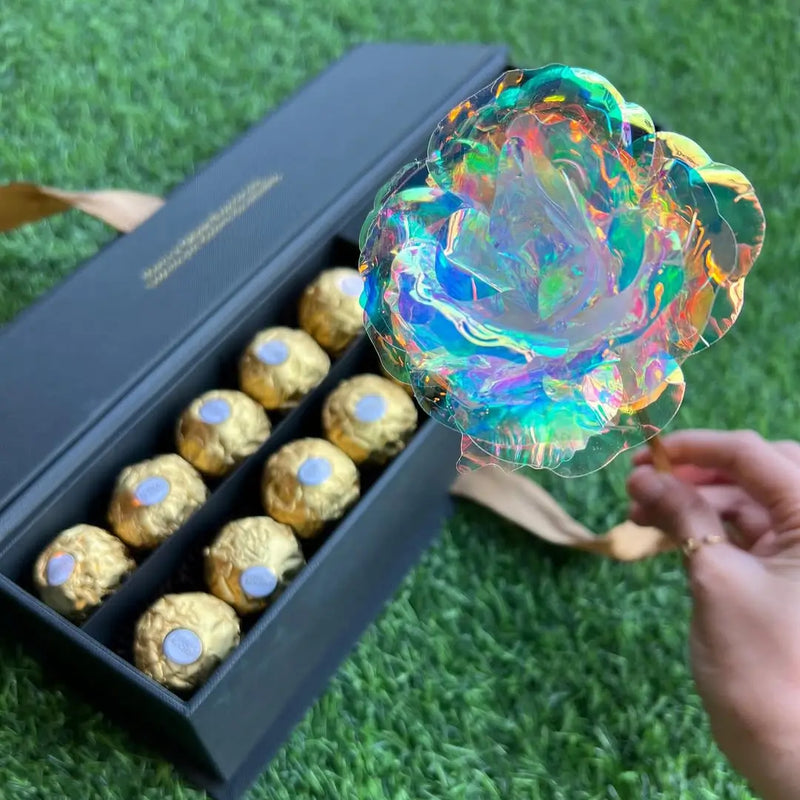 Rosa Galáxia Banhada a Ouro - Pague 1 e Leve 5 + Ferrero Rocher - O Presente Perfeito!